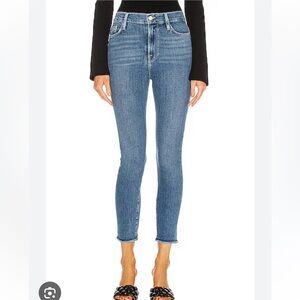 Frame Denim High Rise Skinny Jeans in Medium Blue